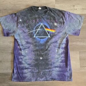 Vintage Pink Floyd Dark Side of the Moon Tie Die Mens TShirt Large Delta Tag